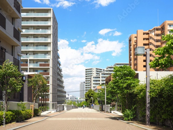 Obraz マンションが建ち並ぶ住宅街