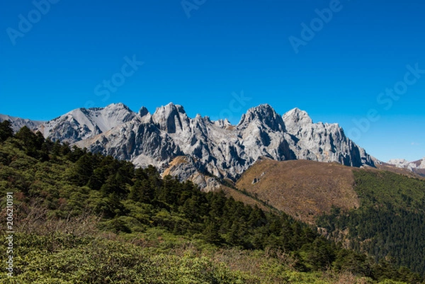 Obraz Mountain view of Road Trip in borders between Sichuan and Yunnan provinces in China