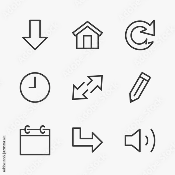 Obraz Set download, arrows Line icon stock vector illustration. Editable Stroke. 100x100 Pixel Perfect