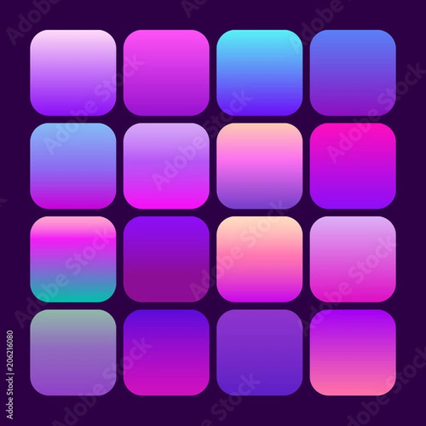 Fototapeta Mobile app icon templates set. Modern abstract backgrounds, purple color gradients. Minimal style flat button design. Vector templates for mobile application logo and for smartphones screens. EPS 10