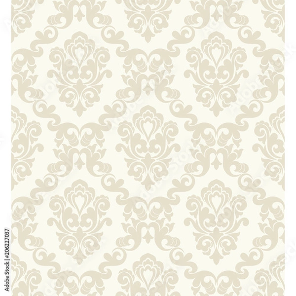 Fototapeta Seamless light background with beige pattern in baroque style. Vector retro illustration. Ideal for printing on fabric or paper.