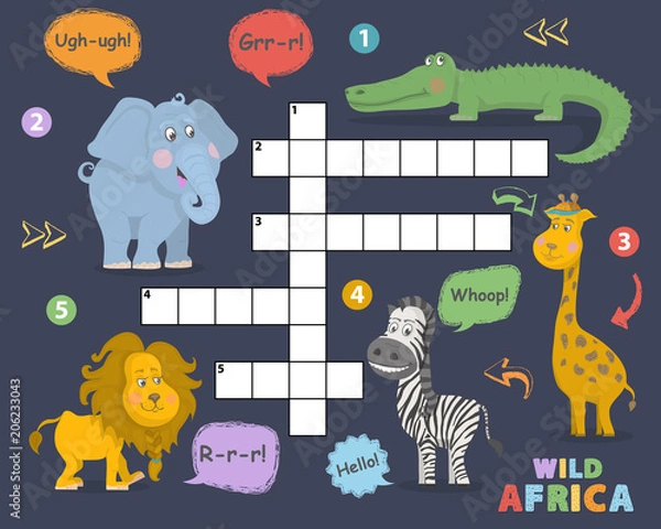 Obraz African animals crossword.