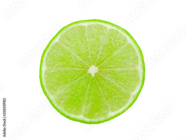 Fototapeta Fresh lime slice isolated on white background