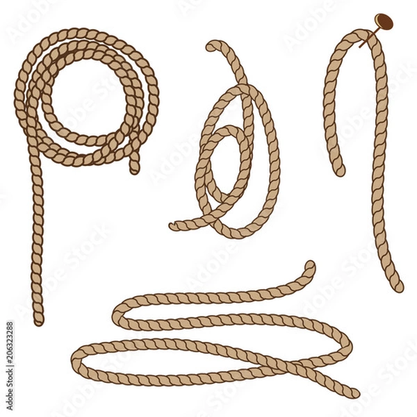 Fototapeta Abstract rope elements. Vector illustration.  set