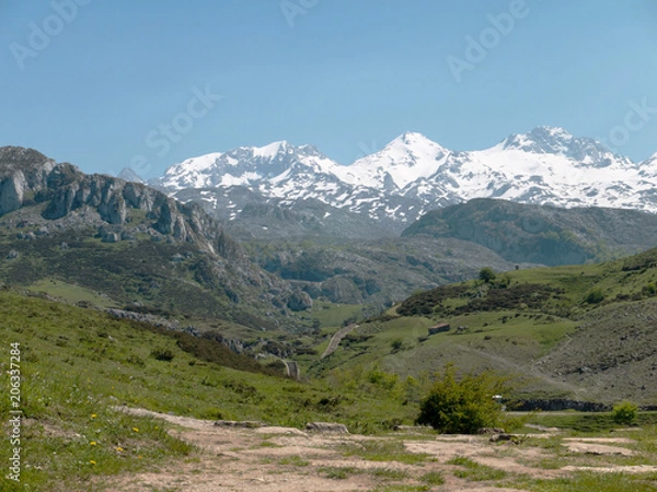 Fototapeta Snow covered mountain piaks.