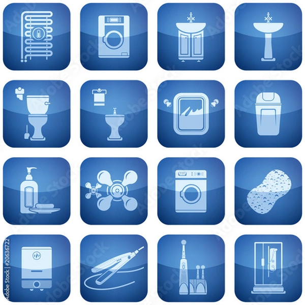 Obraz Cobalt Square 2D Icons Set: Bathroom