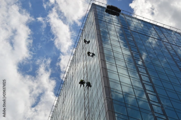 Obraz Window washer at skyscraper