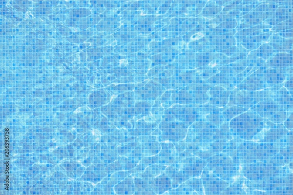 Obraz Turquoise blue mosaic pool water surface background.
