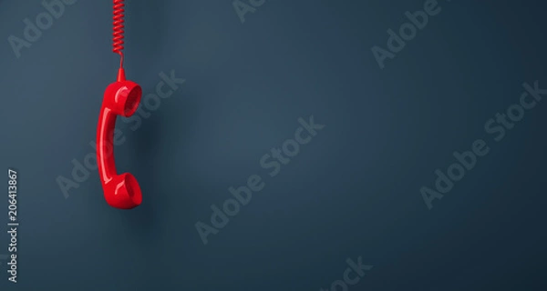 Fototapeta Shot of a landline telephone receiver with copy space for individual text