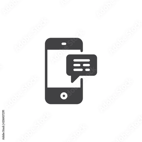 Fototapeta Chatting on mobile phone vector icon. filled flat sign for mobile concept and web design. Smartphone Message simple solid icon. Symbol, logo illustration. Pixel perfect vector graphics