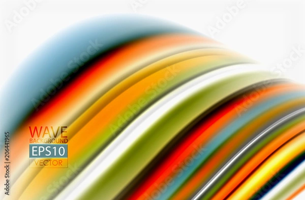 Fototapeta Rainbow color waves, vector blurred abstract background