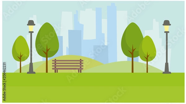 Obraz Park miejski na tle drapaczy chmur