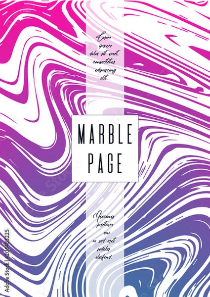 Fototapeta Modern Marble Cover Design for your Business with Abstract Lines. Futuristic Poster, Flyer, Layout with Liquid Pattern for Branding, Identity, Annual Report. Vector minimalistic brochure. Luxury.