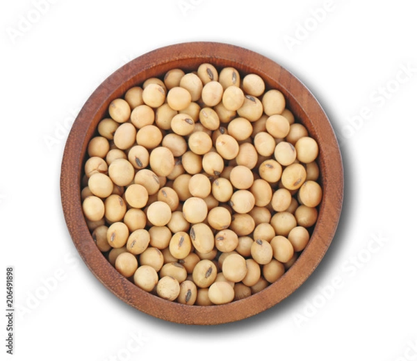 Fototapeta soybean with cup isolated on white backgraund