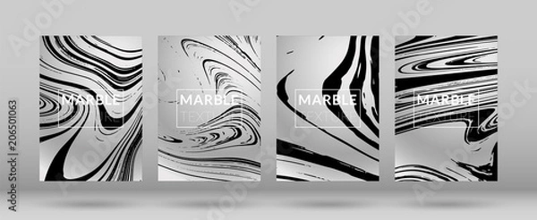 Fototapeta Set of  Covers with Gold Marble Texture. Gradient Vector Marble. Marble Textured Cool Cover, Party Flyers, Business Card, Poster Design, Futurist Title Page.