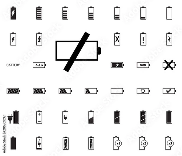 Fototapeta Battery vector illustration icons set.
