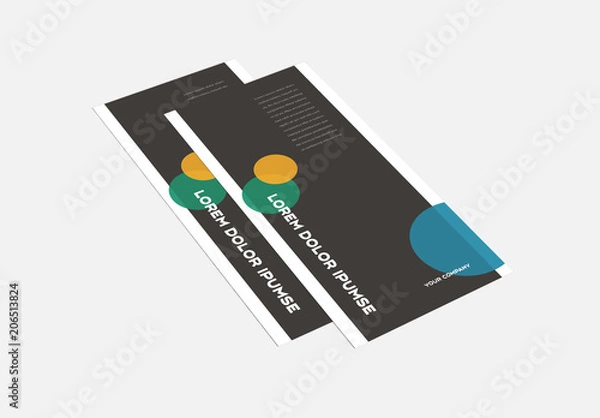 Fototapeta Dark Gray Trifold Brochure Layout with Cat Images