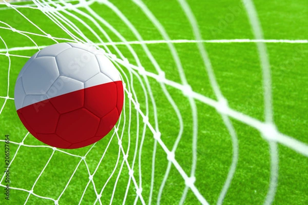 Fototapeta 3d rendering of a soccer ball with the flag of Poland in the net.