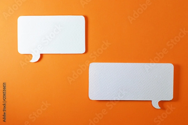 Fototapeta couple of rectangle text bubble on orange background