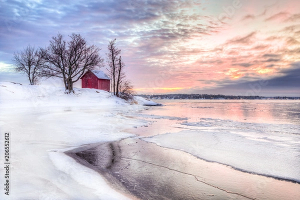 Obraz A Red little cottage in Stockholms archipelago