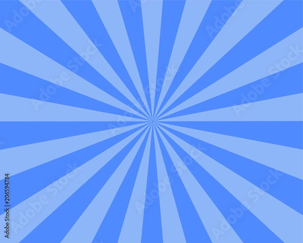 Fototapeta Flat  Blue Sunburst rays sunbeam background vector