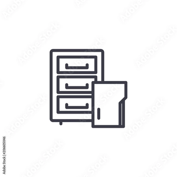 Fototapeta Filing cabinet linear icon concept. Filing cabinet line vector sign, symbol, illustration.