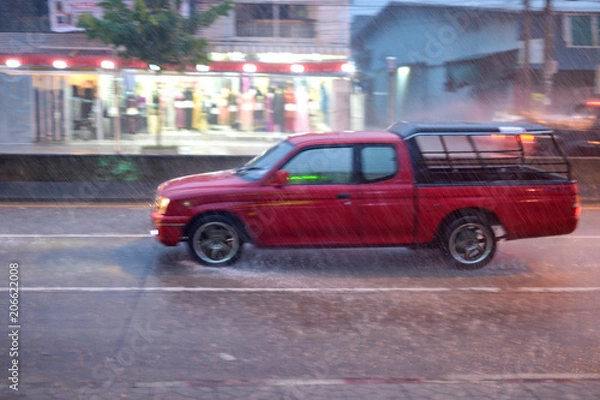 Fototapeta car in the rain