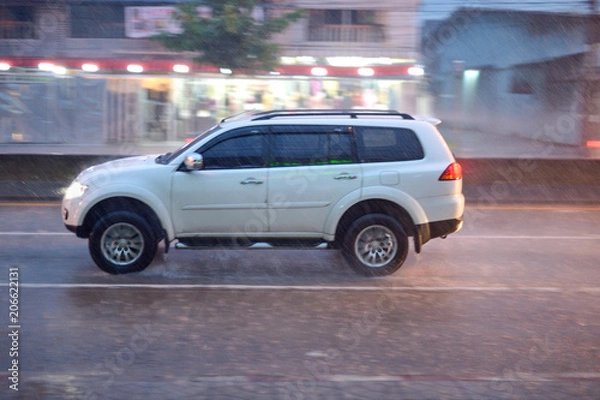 Fototapeta car in the rain
