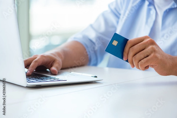 Obraz Concept on online payments with credit card