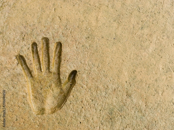 Fototapeta Hand print on mud ground