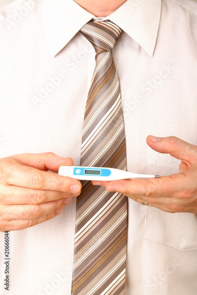 Obraz Mann liest Fiberthermometer ab