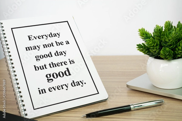 Fototapeta Motivational and inspirational quote. Self help quote. Notebook with motivational quote.