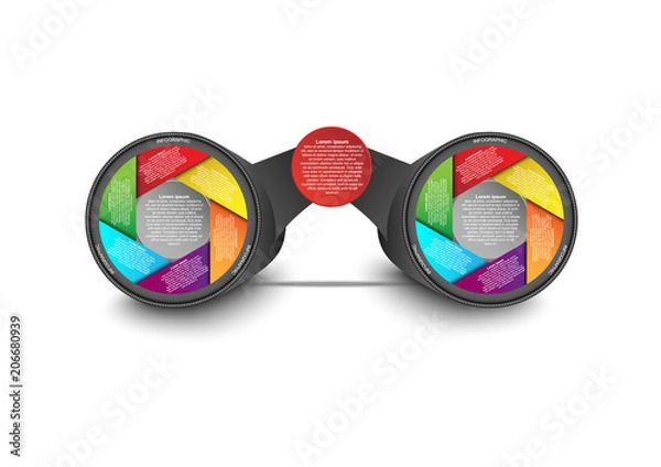 Fototapeta Business data visualization. Concept and idea binoculars lens shape infographic.Vector business template for presentation. Creative concept for infographic report. Vector EPS10