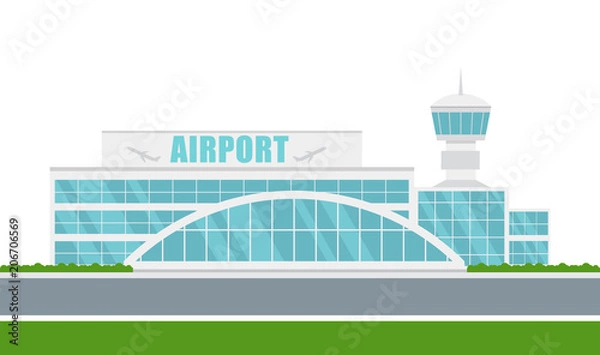 Fototapeta Vector airport building on white background.
