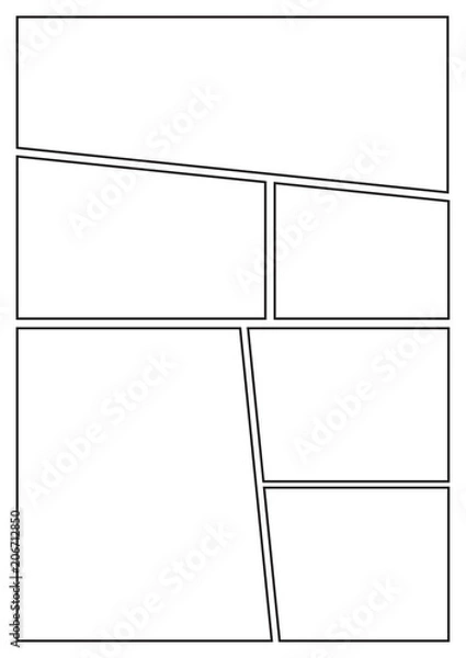 Fototapeta manga storyboard layout template for rapidly create the comic book style. A4 design of paper ratio is fit for print out.