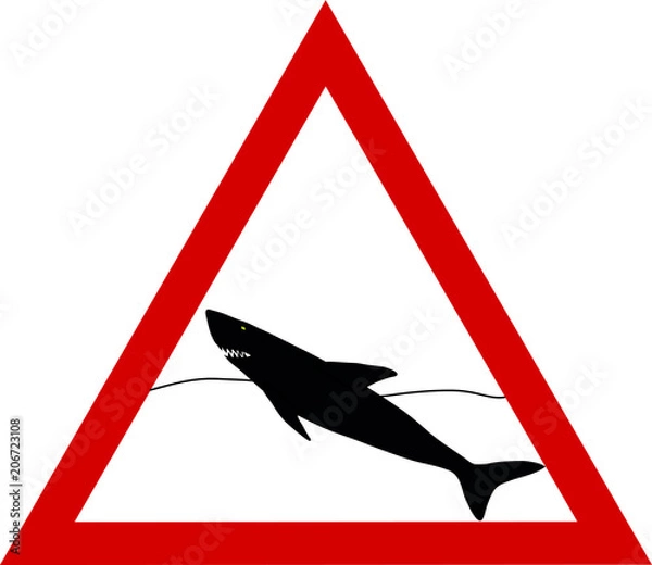 Obraz vector illustration, warning sharks