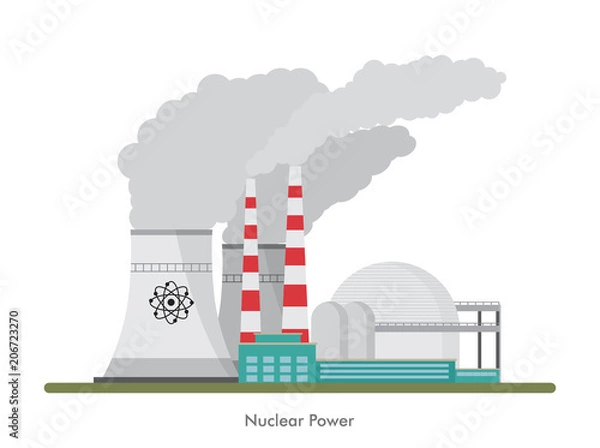 Obraz Vector nuclear power plant on white background.