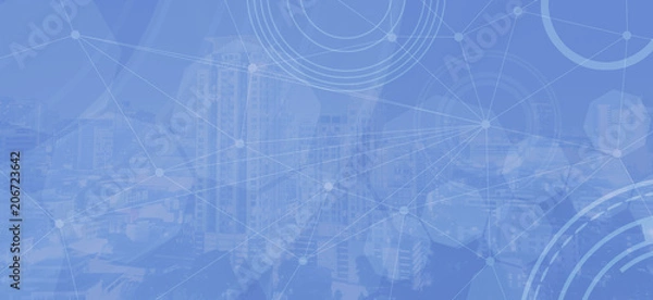 Fototapeta Abstract background with connecting dots and circles.