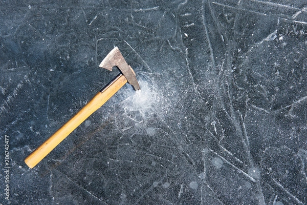 Obraz ice axe in ice