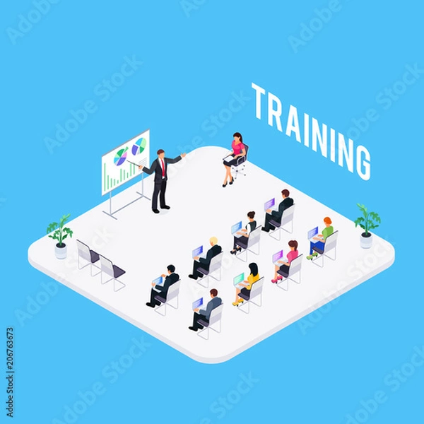 Obraz Isometric learning concept isolated.