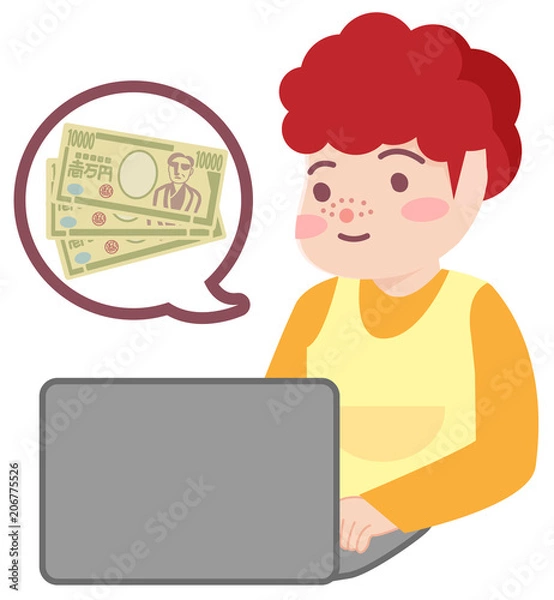 Fototapeta 家計簿をつける主婦