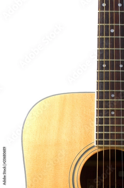 Obraz Acoustic guitar close up isolated on white background