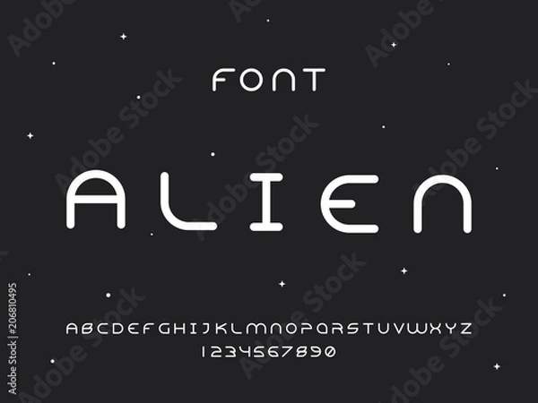 Fototapeta  Alien regular font. Vector alphabet