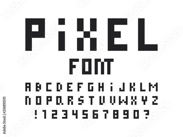 Fototapeta Pixel font. Vector alphabet 