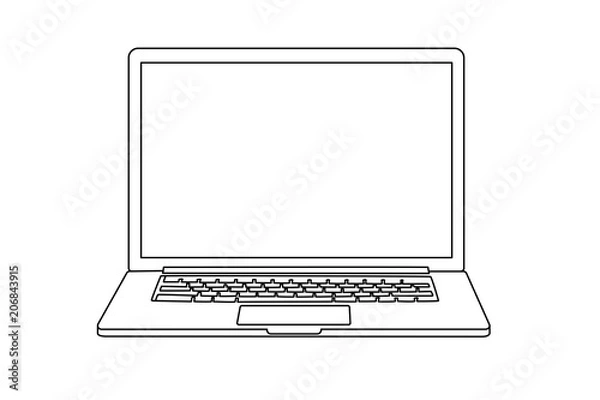Fototapeta Continuous line drawing of a modern laptop