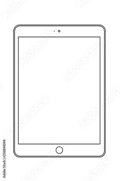 Fototapeta Line drawing of a tablet device. 