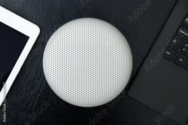 Fototapeta Isolated creative design portable wireless bluetooth speaker for music listening