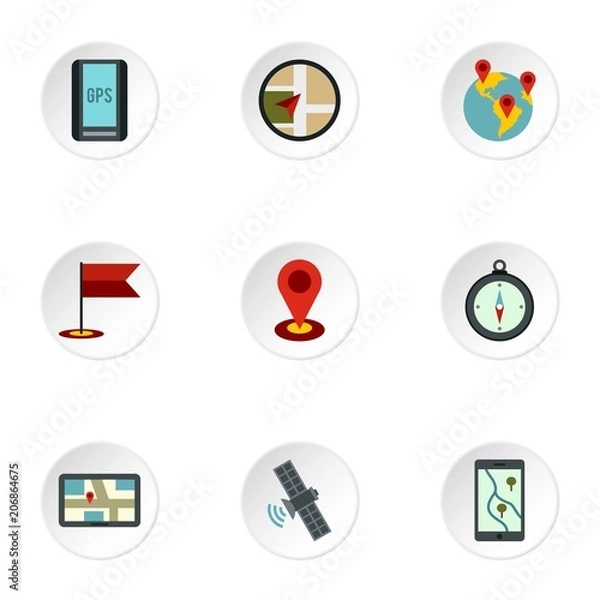 Fototapeta Search territory icons set. Flat illustration of 9 search territory vector icons for web