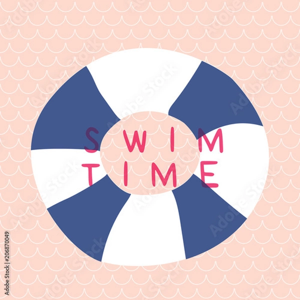 Obraz Swim time float print poster. A playful, modern, and flexible print for brand who has cute and fun style. Happy, bright, and nautical mood.