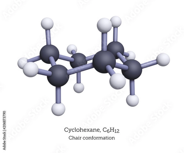 Fototapeta Ball-and-Stick Model of Cyclohexane - 3D Render